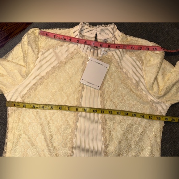 NEW Feifei Dress Womens Top Size 2xL Victorian Fairy Goth Dainty Yellow Lace - Picture 7 of 9